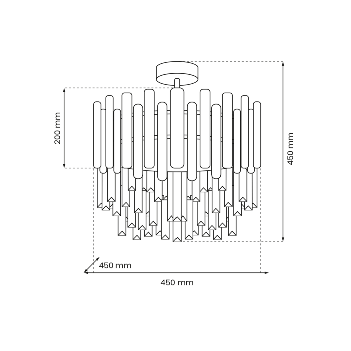 Deckenlampe ASPEN GOLD 6xE14 Kristal 450mmx450mm – Bild 4
