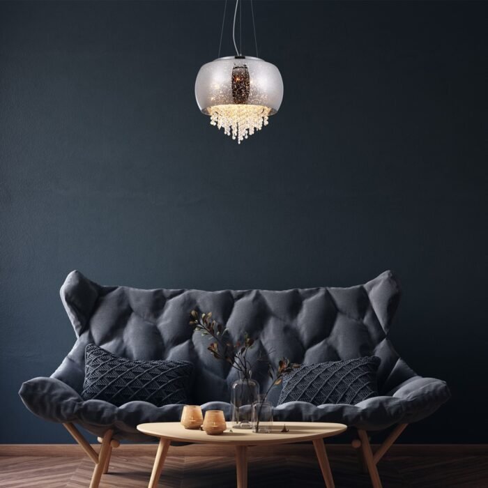 STARLIGHT HÄNGELAMPE Ringes aus Glas mit darin hängenden Kristallen 3xE14 – Bild 2