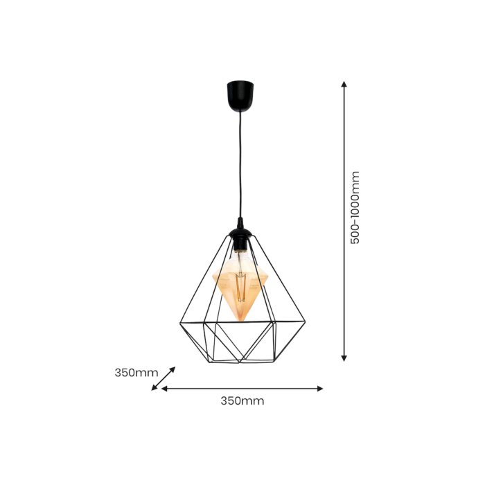 Unistus BLACK Hängelampe 1xE27 4W LED Glühbirne inklusive – Bild 4