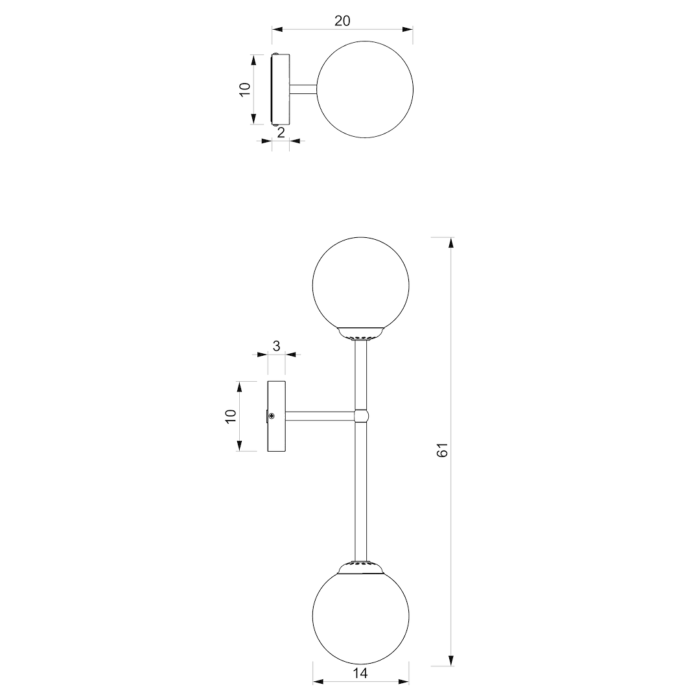 Powmert 2xE14 Wandleuchte LED – Bild 3