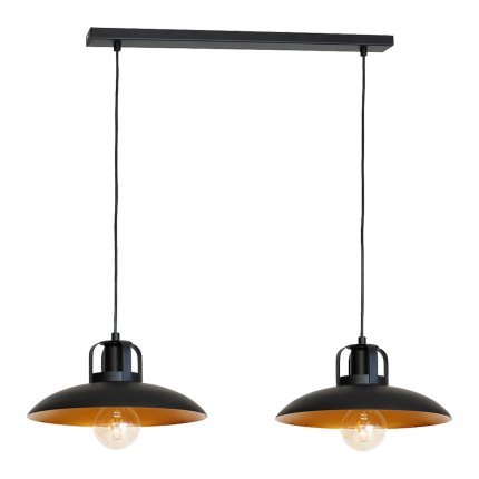 Reflux Hängelampe Schwarz/Gold 2xE27 LED
