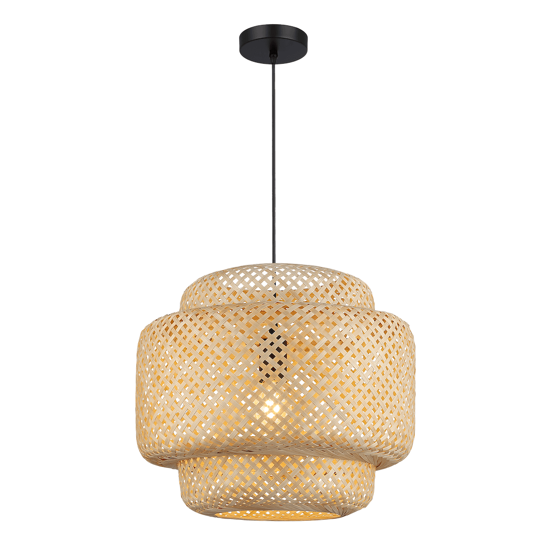 Hängelampe LED-Lorisa Hängelampe 1xE27 / Metall-Bambus – Bild 1