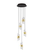 Seneca LED Pendelleuchte 5-flammig Ø 30cm 3000K Schwarz, Gold