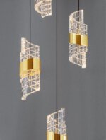 Seneca LED Pendelleuchte 5-flammig Ø 30cm 3000K Schwarz, Gold – Bild 4