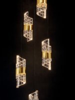 Seneca LED Pendelleuchte 5-flammig Ø 30cm 3000K Schwarz, Gold – Bild 3