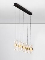Seneca LED Pendelleuchte 82cm 5-flammig 3000K Schwarz, Gold – Bild 6