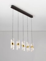Seneca LED Pendelleuchte 82cm 5-flammig 3000K Schwarz, Gold – Bild 7