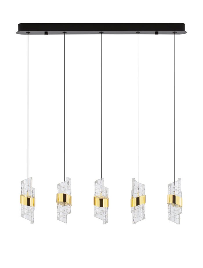 Seneca LED Pendelleuchte 82cm 5-flammig 3000K Schwarz, Gold – Bild 1