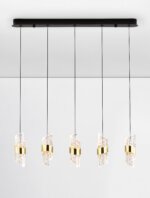 Seneca LED Pendelleuchte 82cm 5-flammig 3000K Schwarz, Gold – Bild 3