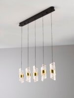 Seneca LED Pendelleuchte 82cm 5-flammig 3000K Schwarz, Gold – Bild 5