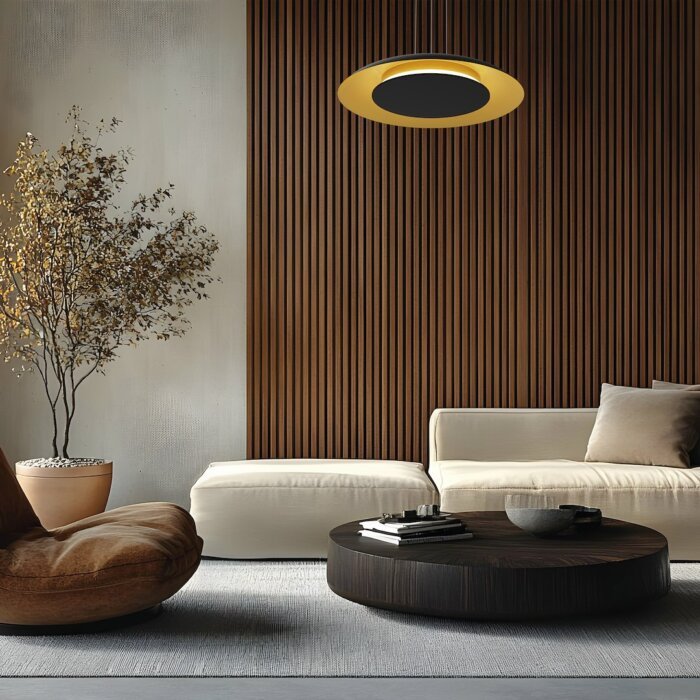 Piattino Nero/Oro Hängeleuchte LED 30W 3000K-4000K-6000K Schwarz/Gold – Bild 3