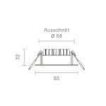Einbauleuchte 68 Diled Eckig 6W 370lm 2700K weiß 36° dim – Bild 3