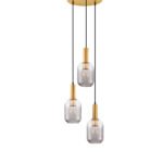 Maho Hängelampe E27 3x12W, IP20, Brass Gold/Smokey Glass
